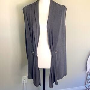 Square Punk 2X Open Sleeveless Waterfall Vest Cardigan Vest Gray